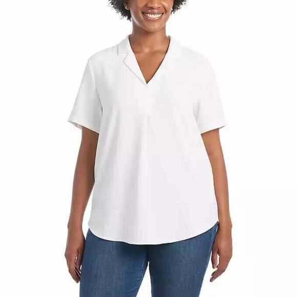 Hilary Radley Ivory White Blouse Easy Care Travel Casual Dressy Blouse Top L - Picture 1 of 7